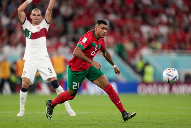 RECORD DATE NOT STATED December 10, 2022. - Doha, Qatar. - Al Thumama Stadium. FIFA World Cup, WM, Weltmeisterschaft, Fussball 2022. Round of 8. Portugal v Morocco. In photo: Walid Cheddira DmitryxGolubovich