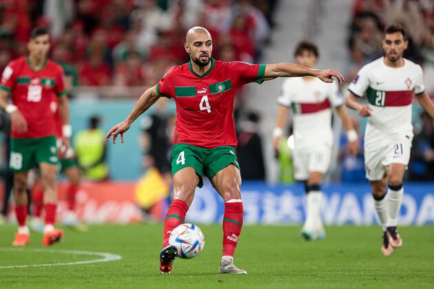 RECORD DATE NOT STATED December 10, 2022. - Doha, Qatar. - Al Thumama Stadium. FIFA World Cup, WM, Weltmeisterschaft, Fussball 2022. Round of 8. Portugal v Morocco. In photo: Sofyan Amrabat DmitryxGolubovich
