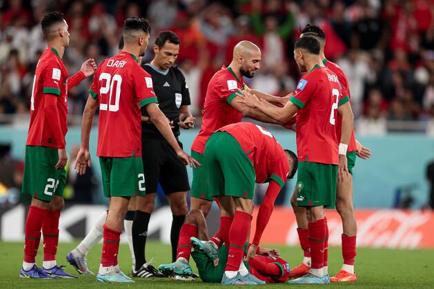 RECORD DATE NOT STATED December 10, 2022. - Doha, Qatar. - Al Thumama Stadium. FIFA World Cup, WM, Weltmeisterschaft, Fussball 2022. Round of 8. Portugal v Morocco. In photo: Morocco players DmitryxGolubovich