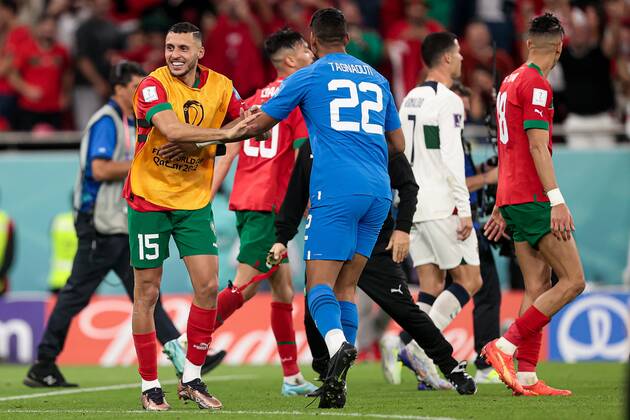 RECORD DATE NOT STATED December 10, 2022. - Doha, Qatar. - Al Thumama Stadium. FIFA World Cup, WM, Weltmeisterschaft, Fussball 2022. Round of 8. Portugal v Morocco. In photo: Morocco celebrate DmitryxGolubovich