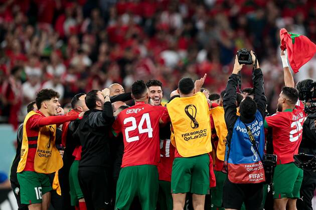 RECORD DATE NOT STATED December 10, 2022. - Doha, Qatar. - Al Thumama Stadium. FIFA World Cup, WM, Weltmeisterschaft, Fussball 2022. Round of 8. Portugal v Morocco. In photo: Morocco celebrate DmitryxGolubovich