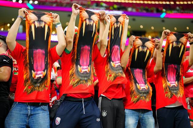 Mandatory Credit: Photo by Javier Garcia Shutterstock (13661842b) Morocco fans in the stands before the start of the match France v Morocco, FIFA World Cup, WM, Weltmeisterschaft, Fussball 2022, Semi Final, Football, Al Bayt Stadium, Al Khor, Qatar - 14 Dec 2022 Editorial Use Only France v Morocco, FIFA World Cup 2022, Semi Final, Football, Al Bayt Stadium, Al Khor, Qatar - 14 Dec 2022 Editorial Use Only Copyright: xJavierxGarcia Shutterstockx 13661842b