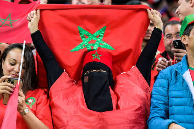 221214 Fans of Morocco during the FIFA World Cup, WM, Weltmeisterschaft, Fussball 2022 semifinal between France and Morocco on December 14, 2022 in Doha. Photo: Joel Marklund BILDBYRAN kod JM JM0412 bbeng fotboll football soccer fotball vm fotbolls-vm fotball-vm fotbolls-vm 2022 fifa world cup 2022 semifinal semi-final frankrike france marocko morocco publik Copyright: JOELxMARKLUND BB221214JM052