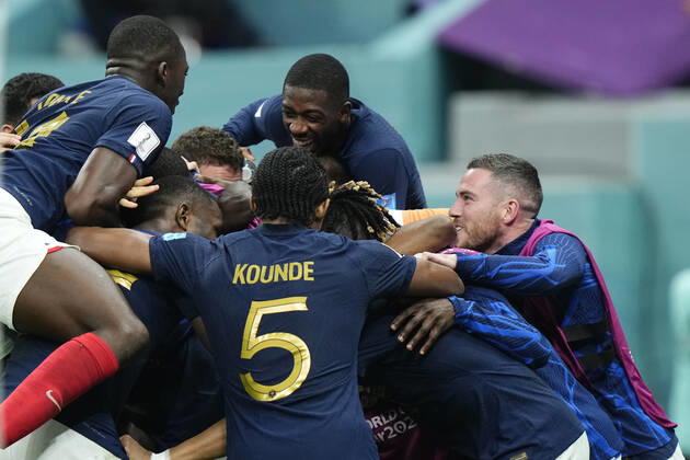 France v Morocco: Semi Final - FIFA World Cup, WM, Weltmeisterschaft, Fussball Qatar 2022 Randal Kolo Muani centre-forward of France and Eintracht Frankfurt celebrates after scoring his sides first goal during the FIFA World Cup Qatar 2022 semi final match between France and Morocco at Al Bayt Stadium on December 14, 2022 in Al Khor, Qatar. Al Khor Qatar Copyright: xJosexBretonx originalFilename:breton-francevm221214_npwNq