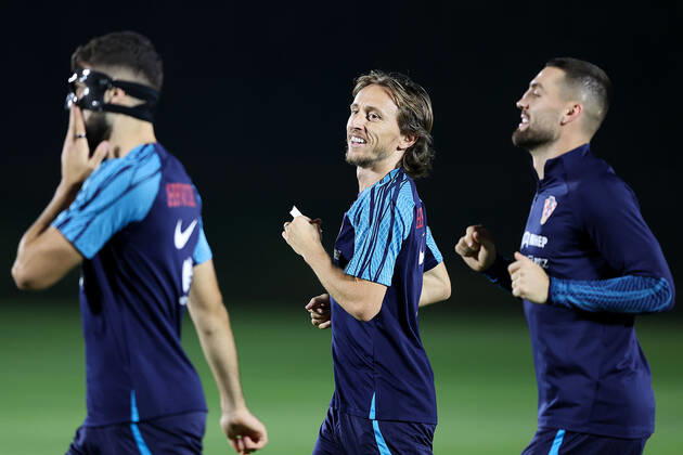 Training of the Croatian national football team Luka Modric during the training of the Croatian national football team at Al Ersal 3 camp in Doha, Qatar on December 15, 2022. GoranxStanzl PIXSELL