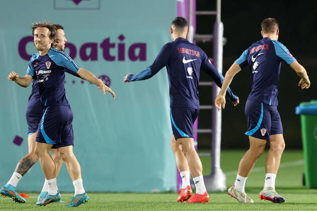 Training of the Croatian national football team Luka Modric during the training of the Croatian national football team at Al Ersal 3 camp in Doha, Qatar on December 15, 2022. GoranxStanzl PIXSELL
