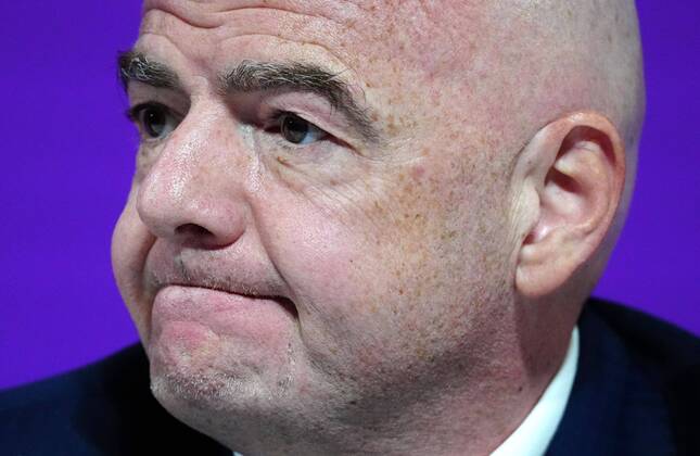 Mandatory Credit: Photo by Javier Garcia Shutterstock (13670212ap) FIFA President Gianni Infantino speaks during the press conference, PK, Pressekonferenz FIFA Press Conference, FIFA World Cup, WM, Weltmeisterschaft, Fussball 2022, Football, Qatar National Convention Centre, Doha, Qatar - 16 Dec 2022 Editorial Use Only FIFA Press Conference, FIFA World Cup 2022, Football, Qatar National Convention Centre, Doha, Qatar - 16 Dec 2022 Editorial Use Only Copyright: xJavierxGarcia Shutterstockx 13670212ap
