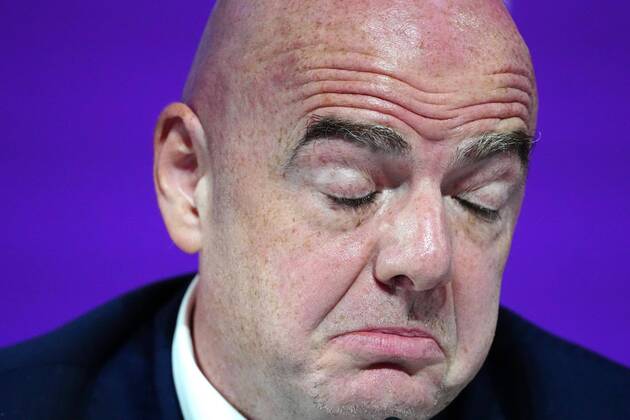 Mandatory Credit: Photo by Javier Garcia Shutterstock (13670212bf) FIFA President Gianni Infantino speaks during the press conference, PK, Pressekonferenz FIFA Press Conference, FIFA World Cup, WM, Weltmeisterschaft, Fussball 2022, Football, Qatar National Convention Centre, Doha, Qatar - 16 Dec 2022 Editorial Use Only FIFA Press Conference, FIFA World Cup 2022, Football, Qatar National Convention Centre, Doha, Qatar - 16 Dec 2022 Editorial Use Only Copyright: xJavierxGarcia Shutterstockx 13670212bf