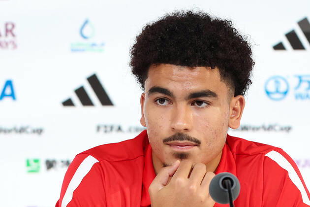 QATAR 2022 - Morocco press conference, PK, Pressekonferenz Player Zakaria Aboukhlal during Media conference of the Moroccan national football team on the eve of the match for third place between Croatia and Morocco at the World Cup in Qatar, at Qatar National Convention Centre, QNCC, Doha, Qatar, on December 16, 2022, GoranxStanzl PIXSELL