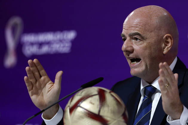 FIFA s President, Swiss Gianni Infantino, addresses a press conference, PK, Pressekonferenz in Doha, Qatar, 16 December 2022. Infantino said that FIFA s World Cup Qatar 2022 has been a great success . The final between Argentina and France is to be played on 18 December, and the match for the third and fourth place between Croatia and Morocco, on 17 December. Gianni Infantino s press conference !ACHTUNG: NUR REDAKTIONELLE NUTZUNG! Copyright: xAlbertoxEstevezx EVE2297 20221216-dd270684b0dfdaed063ff2941a3547225a9960a5