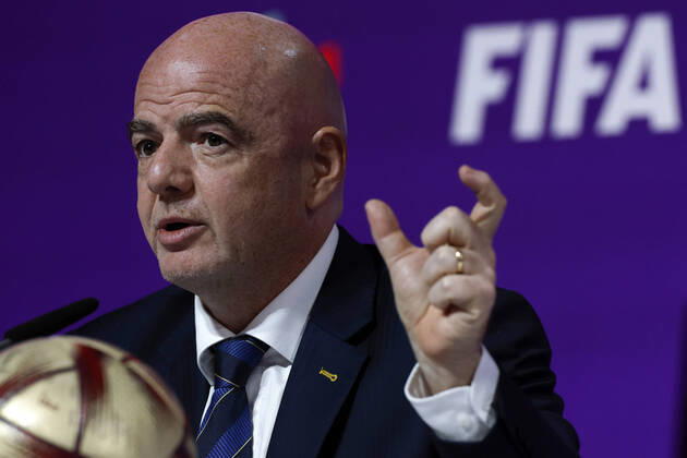 FIFA s President, Swiss Gianni Infantino, addresses a press conference, PK, Pressekonferenz in Doha, Qatar, 16 December 2022. Infantino said that FIFA s World Cup Qatar 2022 has been a great success . The final between Argentina and France is to be played on 18 December, and the match for the third and fourth place between Croatia and Morocco, on 17 December. Gianni Infantino s press conference !ACHTUNG: NUR REDAKTIONELLE NUTZUNG!  Copyright: xAlbertoxEstevezx EVE2295 20221216-f659b72e85bc4576f6fee283053c8b952d020996