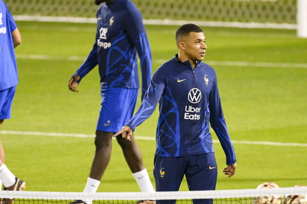 MBAPPE Kylian (FRA) FOOTBALL : Entrainement de l Equipe de France - coupe du Monde Qatar 2022 - 16 12 2022 JBAutissier Panoramic