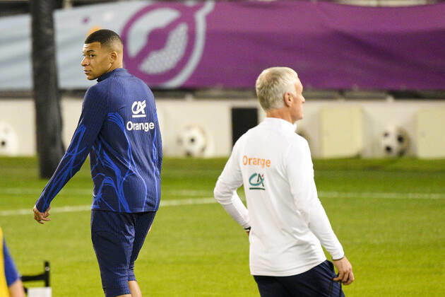 MBAPPE Kylian (FRA) FOOTBALL : Entrainement de l Equipe de France - coupe du Monde Qatar 2022 - 16 12 2022 JBAutissier Panoramic