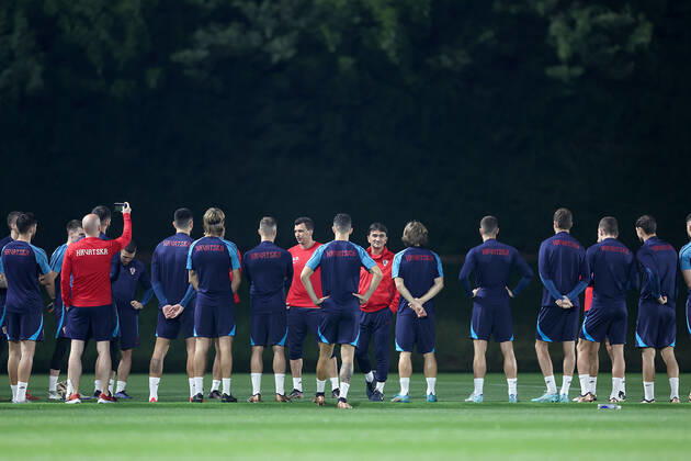 Training of the Croatian national football team Training of the Croatian national football team at Al Esal 3 camp the day before the match against Morocco in Doha, Qatar on December 16, 2022. GoranxStanzl PIXSELL