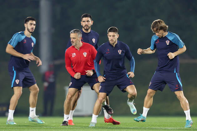 Training of the Croatian national football team Andrej Kramaric during the training of the Croatian national football team at Al Esal 3 camp the day before the match against Morocco in Doha, Qatar on December 16, 2022. GoranxStanzl PIXSELL