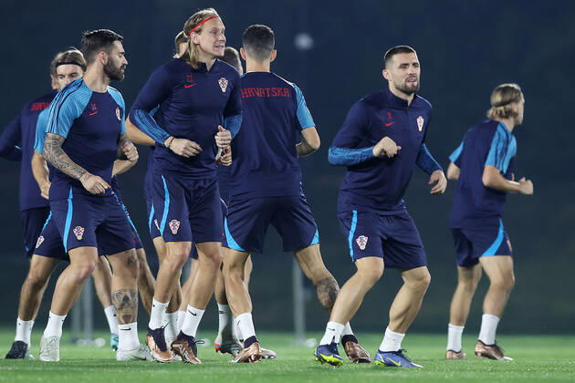 Training of the Croatian national football team Marko Livaja and Mateo Kovacic during the training of the Croatian national football team at Al Esal 3 camp the day before the match against Morocco in Doha, Qatar on December 16, 2022. GoranxStanzl PIXSELL
