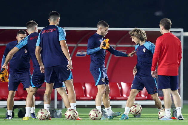 Training of the Croatian national football team Luka Modric during the training of the Croatian national football team at Al Esal 3 camp the day before the match against Morocco in Doha, Qatar on December 16, 2022. GoranxStanzl PIXSELL