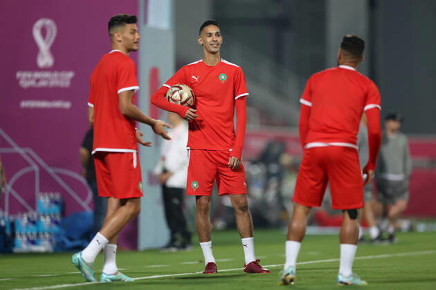 Training of the Moroccan football team Training of the Moroccan football team at the Al Duhail camp the day before the match against Croatia in Doha, Qatar on December 16, 2022. IgorxKralj PIXSELL