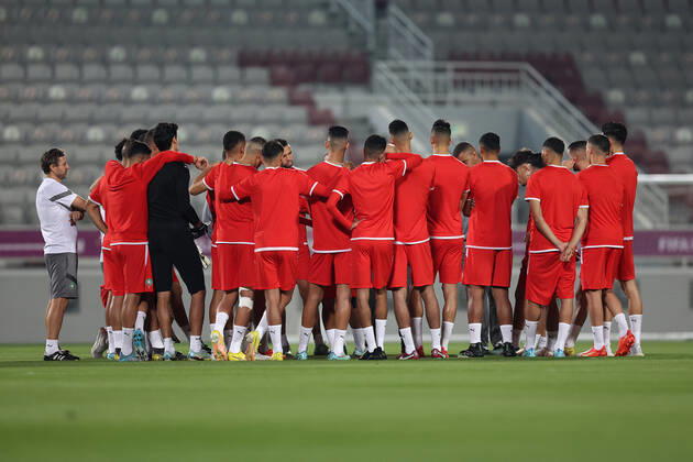Training of the Moroccan football team Training of the Moroccan football team at the Al Duhail camp the day before the match against Croatia in Doha, Qatar on December 16, 2022. IgorxKralj PIXSELL