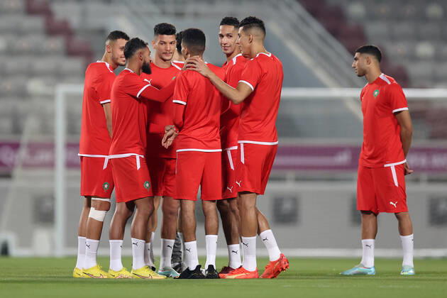 Training of the Moroccan football team Training of the Moroccan football team at the Al Duhail camp the day before the match against Croatia in Doha, Qatar on December 16, 2022. IgorxKralj PIXSELL