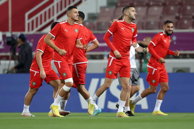 Training of the Moroccan football team Training of the Moroccan football team at the Al Duhail camp the day before the match against Croatia in Doha, Qatar on December 16, 2022. IgorxKralj PIXSELL