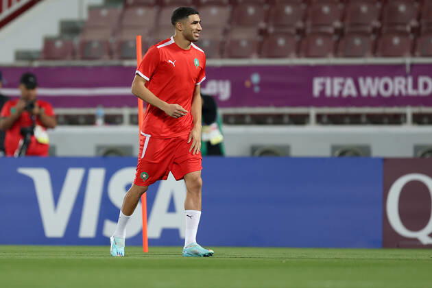Training of the Moroccan football team Training of the Moroccan football team at the Al Duhail camp the day before the match against Croatia in Doha, Qatar on December 16, 2022. IgorxKralj PIXSELL
