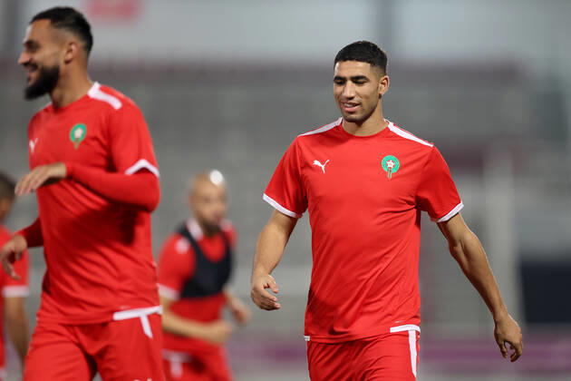 Training of the Moroccan football team Training of the Moroccan football team at the Al Duhail camp the day before the match against Croatia in Doha, Qatar on December 16, 2022. IgorxKralj PIXSELL