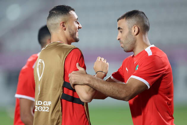 Training of the Moroccan football team Training of the Moroccan football team at the Al Duhail camp the day before the match against Croatia in Doha, Qatar on December 16, 2022. IgorxKralj PIXSELL