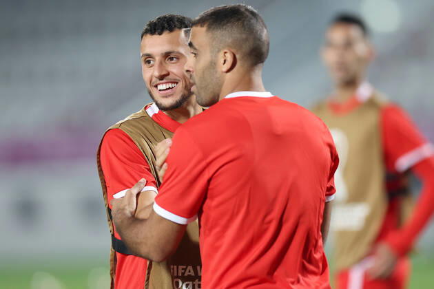 Training of the Moroccan football team Training of the Moroccan football team at the Al Duhail camp the day before the match against Croatia in Doha, Qatar on December 16, 2022. IgorxKralj PIXSELL