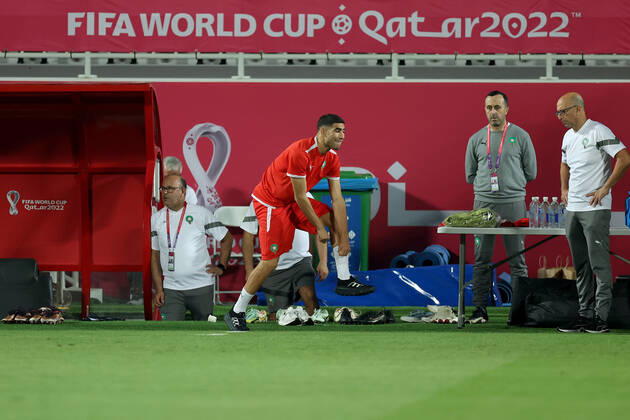 Training of the Moroccan football team Training of the Moroccan football team at the Al Duhail camp the day before the match against Croatia in Doha, Qatar on December 16, 2022. IgorxKralj PIXSELL