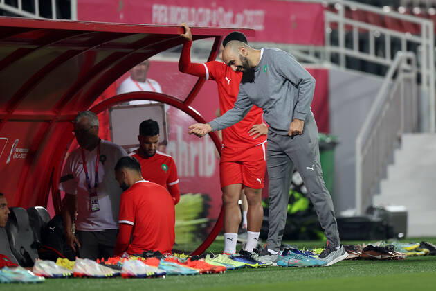 Training of the Moroccan football team Training of the Moroccan football team at the Al Duhail camp the day before the match against Croatia in Doha, Qatar on December 16, 2022. IgorxKralj PIXSELL