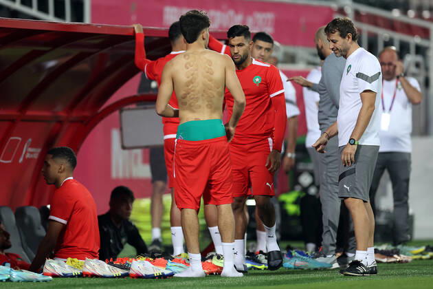 Training of the Moroccan football team Training of the Moroccan football team at the Al Duhail camp the day before the match against Croatia in Doha, Qatar on December 16, 2022. IgorxKralj PIXSELL