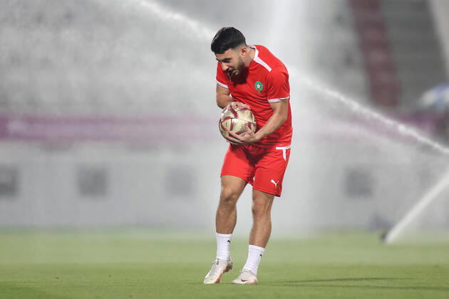 Training of the Moroccan football team Training of the Moroccan football team at the Al Duhail camp the day before the match against Croatia in Doha, Qatar on December 16, 2022. IgorxKralj PIXSELL