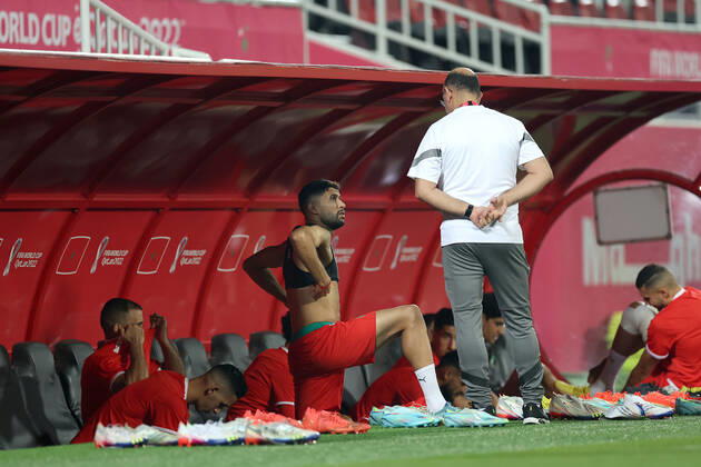 Training of the Moroccan football team Training of the Moroccan football team at the Al Duhail camp the day before the match against Croatia in Doha, Qatar on December 16, 2022. IgorxKralj PIXSELL