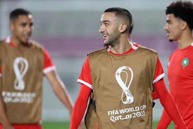 Training of the Moroccan football team Training of the Moroccan football team at the Al Duhail camp the day before the match against Croatia in Doha, Qatar on December 16, 2022. IgorxKralj PIXSELL
