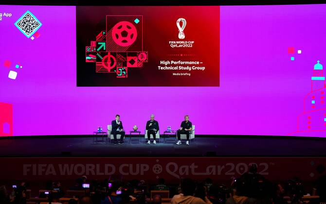 Mandatory Credit: Photo by Javier Garcia Shutterstock (13670832l) Arsene Wenger and Jurgen Klinsmann on stage during a high performance technical briefing FIFA Technical Study Group press conference, PK, Pressekonferenz FIFA World Cup, WM, Weltmeisterschaft, Fussball 2022, Football, Main Media Centre, Doha, Qatar - 17 Dec 2022 Editorial Use Only FIFA Technical Study Group Press Conference, FIFA World Cup 2022, Football, Main Media Centre, Doha, Qatar - 17 Dec 2022 Editorial Use Only Copyright: xJavierxGarcia Shutterstockx 13670832l