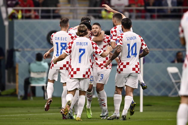 Foto LaPresse - Fabio Ferrari 17 Dicembre 2022 Doha, Qatar - Calcio - Qatar 2022 - Coppa del Mondo Fifa - Finale 3 4 posto - Croazia v Marocco - Khalifa International Stadium. Nella foto: esultanza GVARDIOL Josko (CRO) dopo il gol 1-0 December 17, 2022 Doha, Qatar - sport Soccer - Qatar 2022- FIFA World Cup, WM, Weltmeisterschaft, Fussball - FInal 3 4 place - Croatia v Morocco - Khalifa Interantional Stadium. In the pic: GVARDIOL Josko (CRO) celebrates after goal 1-0  Copyright: xFabioxFerrari LaPresse FerrariFax