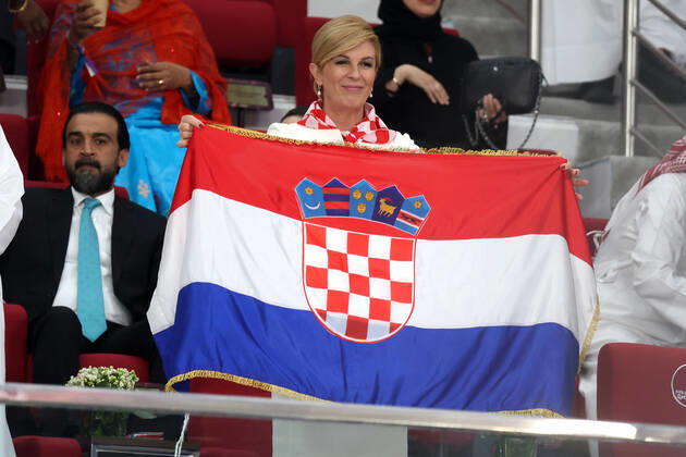 Croatia v Morocco: 3rd Place - FIFA World Cup, WM, Weltmeisterschaft, Fussball Qatar 2022 DOHA, QATAR - DECEMBER 17: Former president of Croatia Kolinda Grabar Kitarovic during the FIFA World Cup Qatar 2022 3rd Place match between Croatia and Morocco at Khalifa International Stadium on December 17, 2022 in Doha, Qatar. Pixsell MBxMedia