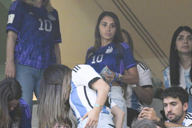 Antonella Roccuzzo - femme de MESSI Lionel (ARG) FOOTBALL : Argentine vs france - Finale - Coupe du Monde Qatar 2022 - 18 12 2022 JBAutissier Panoramic 
