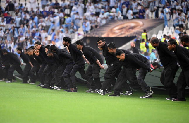 Fussball, Herren, Saison 2022 23, WM in Katar, Finale, Argentinien - Frankreich im Lusail Iconic Stadium in Lusail, Vorbereitungen Abschlussfeier, 18.12. 2022, Copyright: xMatthiasxKochx