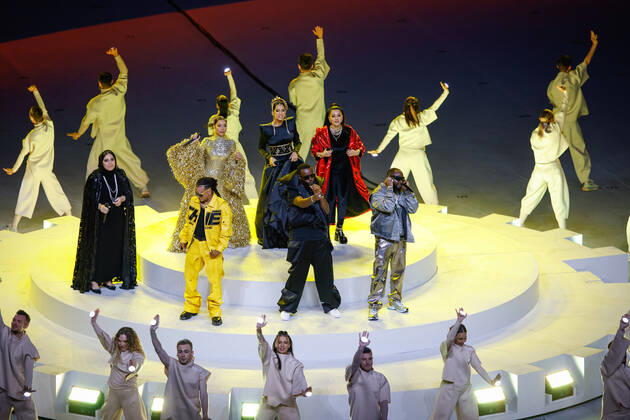 Argentina vs France LUSAIL, AD - 18.12.2022: ARGENTINA VS FRANCE - Artists perform during the pre-match closing ceremony during the match between Argentina v France valid for the 2022 FIFA World Cup, WM, Weltmeisterschaft, Fussball Final held at Lusail International Stadium, AD, Qatar (Photo: Rodolfo Buhrer La Imagem Fotoarena) x2311784x  RodolfoxBuhrer