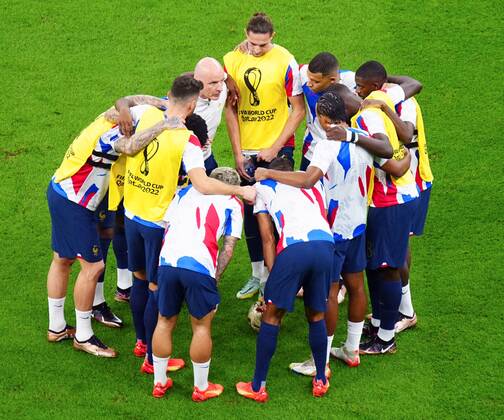 Mandatory Credit: Photo by Javier Garcia Shutterstock (13670815ad) The France starting XI during the warm-up Argentina v France, FIFA World Cup, WM, Weltmeisterschaft, Fussball 2022, Final, Football, Lusail Stadium, Al Daayen, Qatar - 18 Dec 2022 Editorial Use Only Argentina v France, FIFA World Cup 2022, Final, Football, Lusail Stadium, Al Daayen, Qatar - 18 Dec 2022 Editorial Use Only Copyright: xJavierxGarcia Shutterstockx 13670815ad
