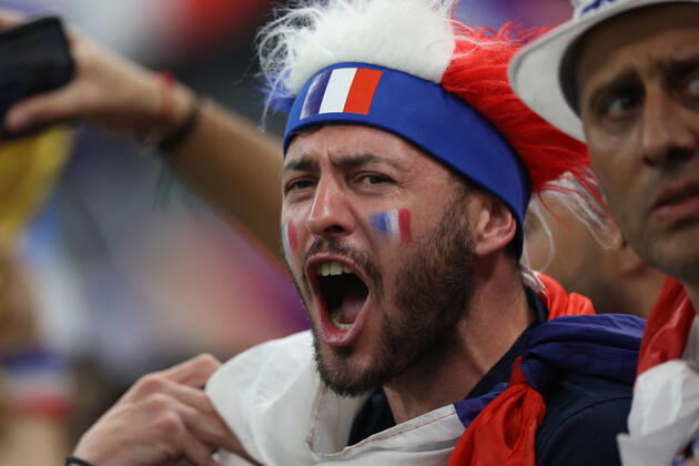 French fans attend the Qatar 2022 World Cup final between Argentina and France at the Lusail stadium today, Qatar 18 December 2022. Soccer World Cup 2022: Argentina - France !ACHTUNG: NUR REDAKTIONELLE NUTZUNG!  Copyright: xJuanxIgnacioxRoncoronix GR7052 20221218-f495d71638eb66853d6914c70eedf45b6f001fe1
