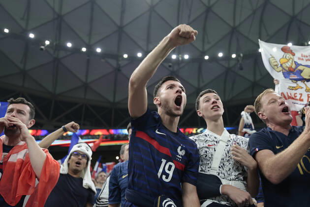 French fans attend the Qatar 2022 World Cup final between Argentina and France at the Lusail stadium today, Qatar 18 December 2022. Soccer World Cup 2022: Argentina - France !ACHTUNG: NUR REDAKTIONELLE NUTZUNG!  Copyright: xJuanxIgnacioxRoncoronix GR7055 20221218-0079a66b76acfa099d4369bc1ebd8021b569d969