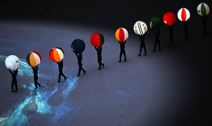 Qatar Soccer World Cup Argentina - France 8342147 18.12.2022 Participants perform at the closing ceremony of the 2022 FIFA World Cup, WM, Weltmeisterschaft, Fussball at the Lusail Iconic Stadium, in Lusail, Qatar. Grigory Sysoev Sputnik Lusail Qatar  Copyright: xGrigoryxSysoevx