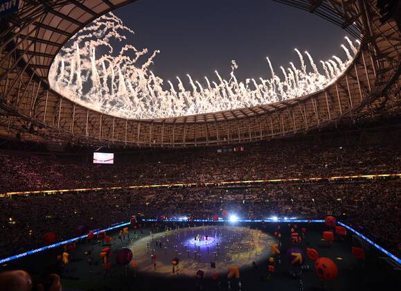 Qatar Soccer World Cup Argentina - France 8342151 18.12.2022 Spectators watch the closing ceremony of the 2022 FIFA World Cup, WM, Weltmeisterschaft, Fussball at the Lusail Iconic Stadium, in Lusail, Qatar. Grigory Sysoev Sputnik Lusail Qatar  Copyright: xGrigoryxSysoevx