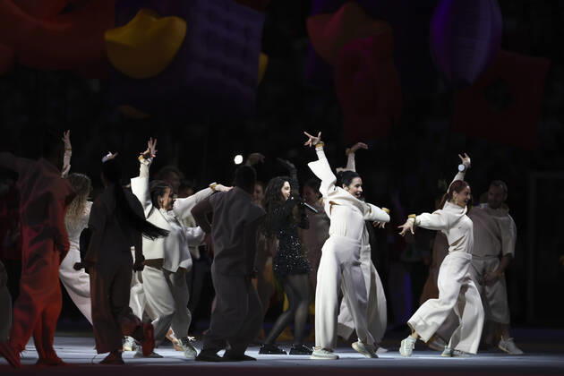 (221218) -- LUSAIL, Dec. 18, 2022 -- Artists perform during the closing ceremony prior to the Final between Argentina and France at the 2022 FIFA World Cup, WM, Weltmeisterschaft, Fussball at Lusail Stadium in Lusail, Qatar, Dec. 18, 2022. ) (SP)QATAR-LUSAIL-2022 WORLD CUP-FINAL-ARG VS FRA CaoxCan