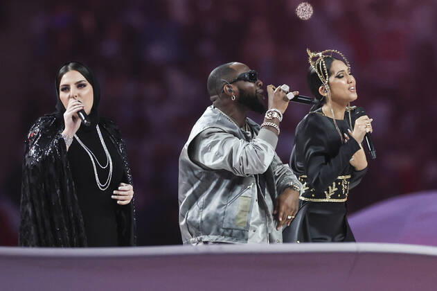(221218) -- LUSAIL, Dec. 18, 2022 -- Artists perform during the closing ceremony prior to the Final between Argentina and France at the 2022 FIFA World Cup, WM, Weltmeisterschaft, Fussball at Lusail Stadium in Lusail, Qatar, Dec. 18, 2022. ) (SP)QATAR-LUSAIL-2022 WORLD CUP-FINAL-ARG VS FRA CaoxCan