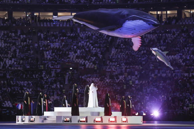 (221218) -- LUSAIL, Dec. 18, 2022 -- Artists perform during the closing ceremony prior to the Final between Argentina and France at the 2022 FIFA World Cup, WM, Weltmeisterschaft, Fussball at Lusail Stadium in Lusail, Qatar, Dec. 18, 2022. ) (SP)QATAR-LUSAIL-2022 WORLD CUP-FINAL-ARG VS FRA CaoxCan