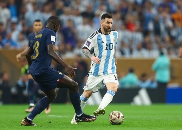 Mandatory Credit: Photo by Kieran McManus Shutterstock (13670809bd) Lionel Messi of Argentina and Dayot Upamecano of France Argentina v France, FIFA World Cup, WM, Weltmeisterschaft, Fussball 2022, Final, Football, Lusail Stadium, Al Daayen, Qatar - 18 Dec 2022 Editorial Use Only Argentina v France, FIFA World Cup 2022, Final, Football, Lusail Stadium, Al Daayen, Qatar - 18 Dec 2022 Editorial Use Only Copyright: xKieranxMcManus Shutterstockx 13670809bd